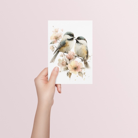 Watercolor Chickadee Bird Portrait Wall Art Print, Unframed - Charming Nature - Picture 5 of 7